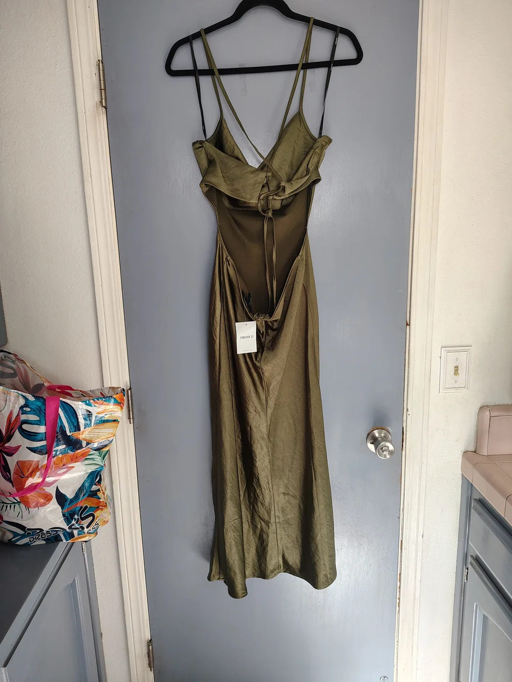 Forever 21 Olive Slip Maxi Dress with Cowl Neck - Picture 5 of 6